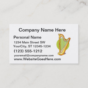 Pedal Harp Green Circle Behind Graphic Music Business Card