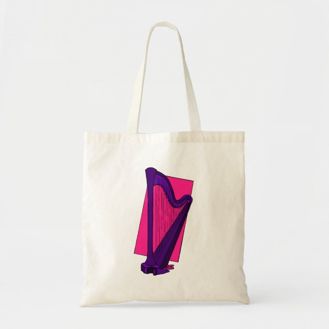 Pedal Harp Purple with Pink Background Tote Bag (Front)