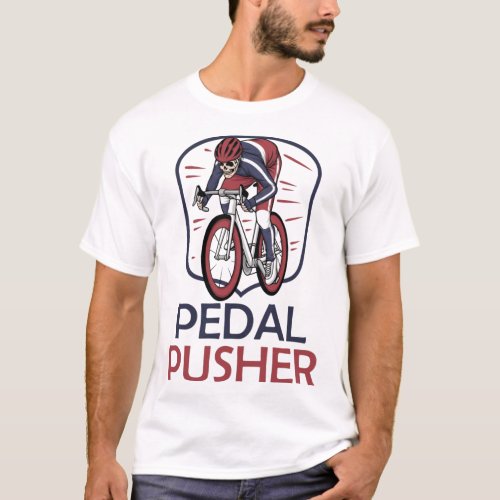 Pedal Pusher  Skelton skull riding a bicycle T_Shirt