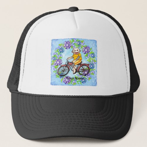 Pedal Sock Monkey custom name Trucker Hat