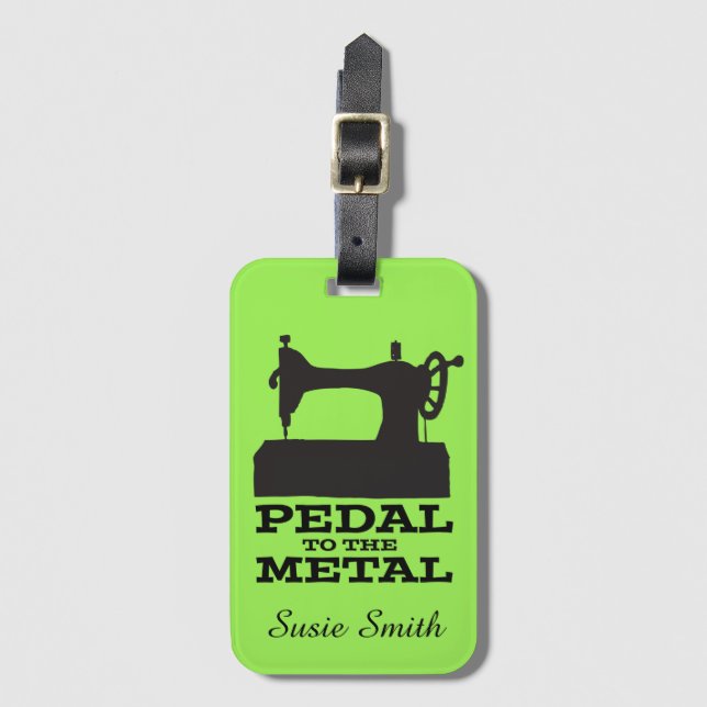 Pedal to the Metal Personalized Luggage Tag (Front Vertical)