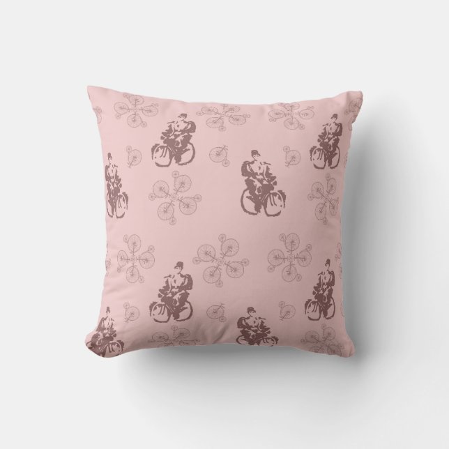 Pedaling to Freedom Pink Bicycle Pillow (Front)
