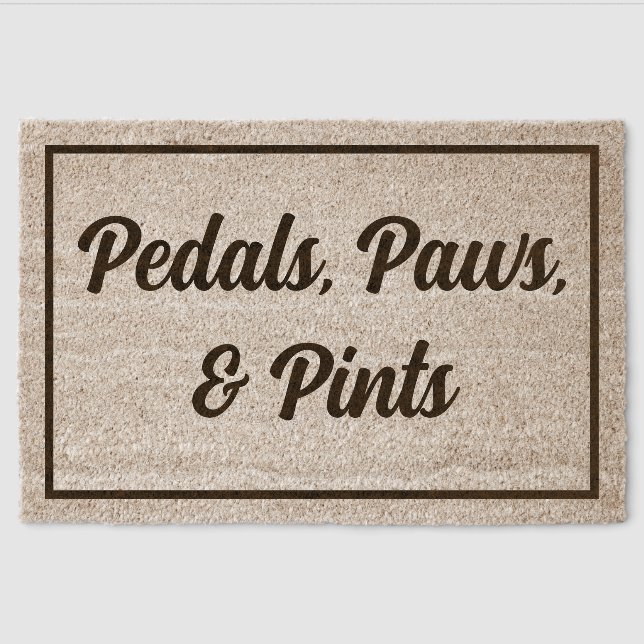 Pedals, Paws, & Pints Fiber Doormat (Front)