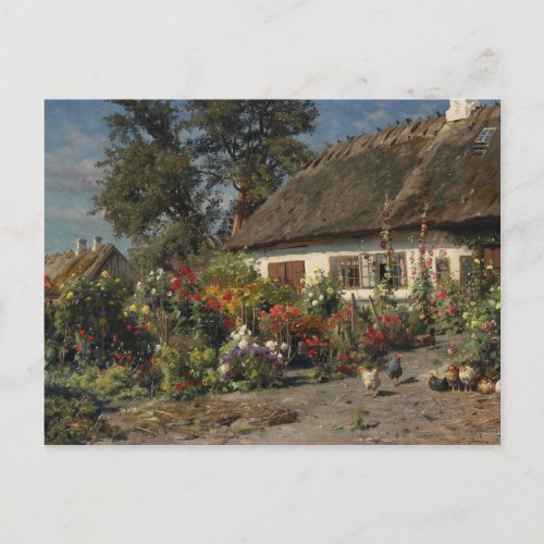 Peder Monsted _ A Cottage Garden with Chickens Postcard