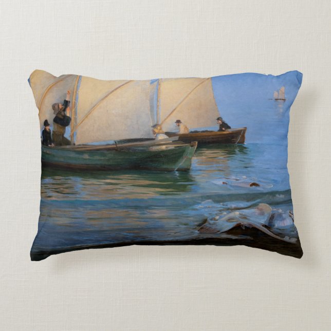 Peder Severin Kroyer - Fishing Boats Accent Pillow (Front)