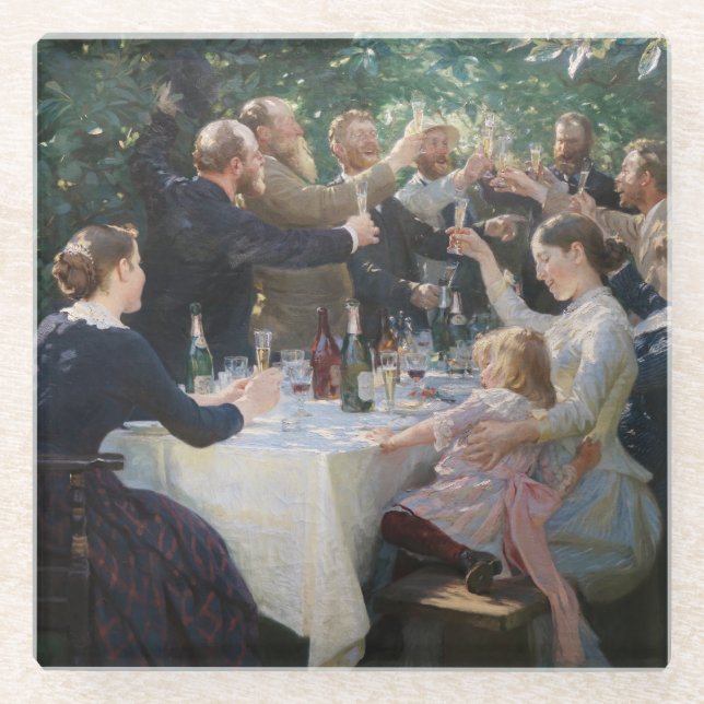 Peder Severin Kroyer - Hip, Hip, Hurrah! Glass Coaster (Front)