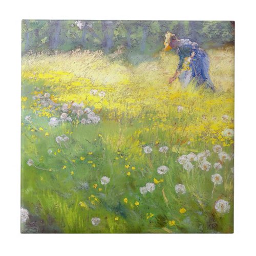 Peder Severin Kroyer _ Marie Kroyer in the Garden Ceramic Tile