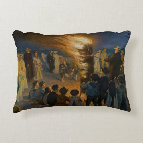 Peder Severin Kroyer _ Midsummers Eve Bonfire Accent Pillow