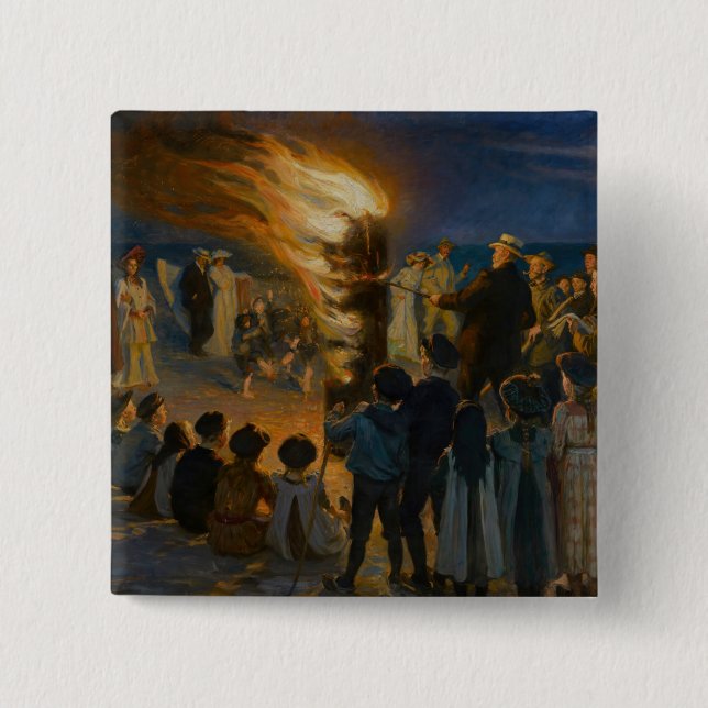 Peder Severin Kroyer - Midsummer's Eve Bonfire Button (Front)