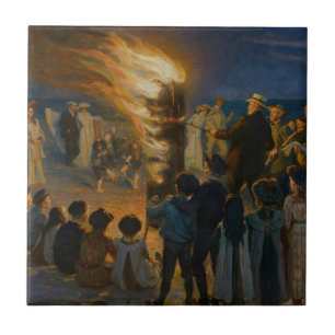 Peder Severin Kroyer - Midsummer's Eve Bonfire Ceramic Tile