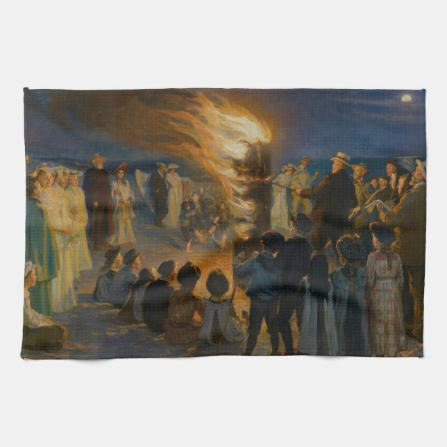 Peder Severin Kroyer - Midsummer's Eve Bonfire Kitchen Towel (Horizontal)