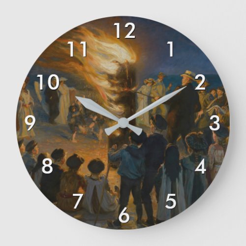Peder Severin Kroyer _ Midsummers Eve Bonfire Large Clock