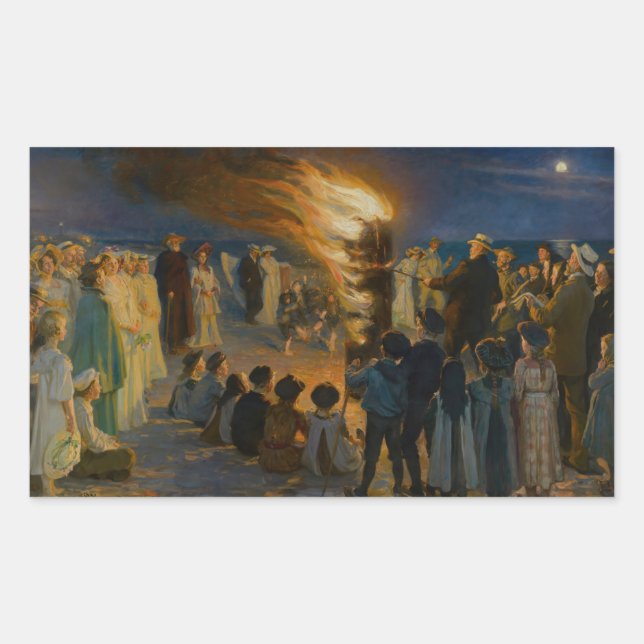 Peder Severin Kroyer - Midsummer's Eve Bonfire Rectangular Sticker (Front)