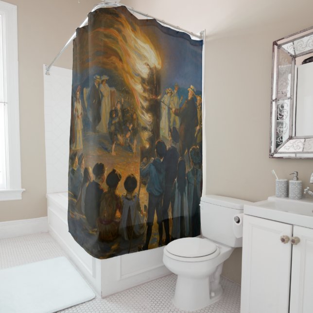 Peder Severin Kroyer - Midsummer's Eve Bonfire Shower Curtain (In Situ)
