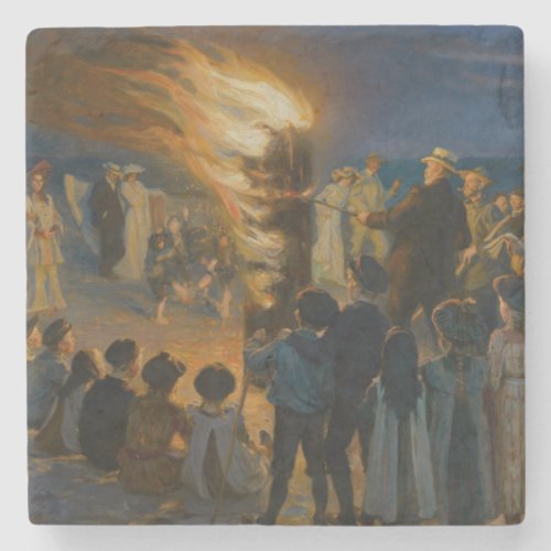 Peder Severin Kroyer _ Midsummers Eve Bonfire Stone Coaster