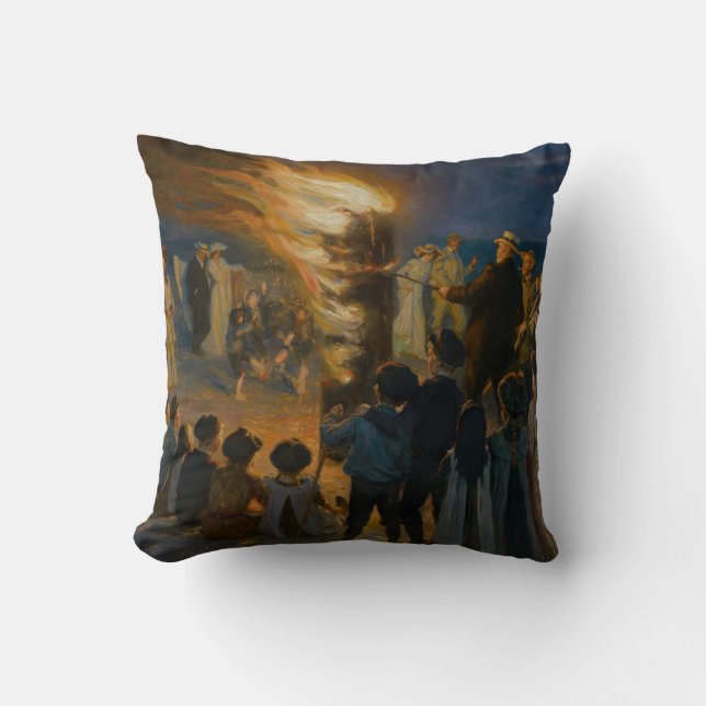 Peder Severin Kroyer - Midsummer's Eve Bonfire Throw Pillow (Front)