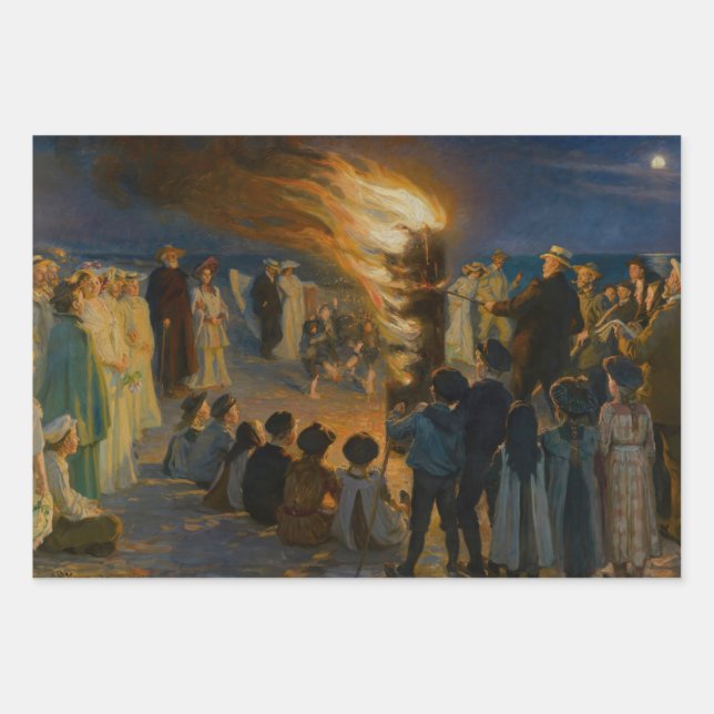 Peder Severin Kroyer - Midsummer's Eve Bonfire Wrapping Paper Sheets (Front)