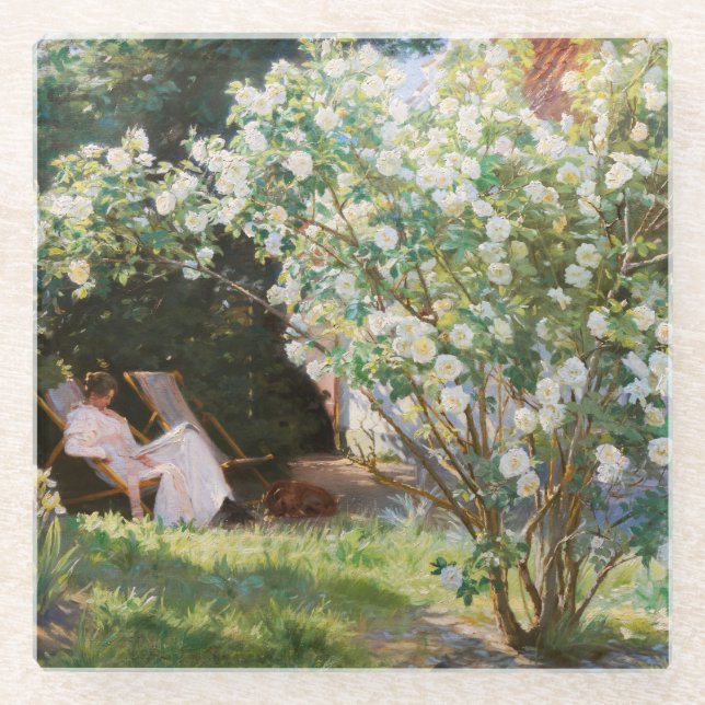 Peder Severin Kroyer - Roses Glass Coaster (Front)