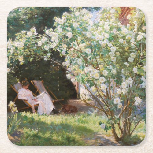 Peder Severin Kroyer _ Roses Square Paper Coaster