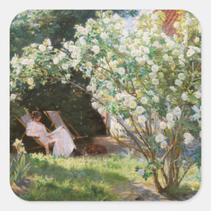 Peder Severin Kroyer - Roses Square Sticker