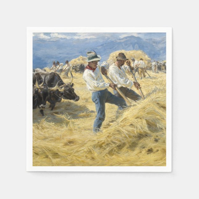 Peder Severin Kroyer - Threshing in the Abruzzi Napkins (Front)