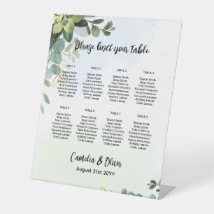 Pedestal 8 Table Wedding Seating Chart Greenery P Pedestal Sign