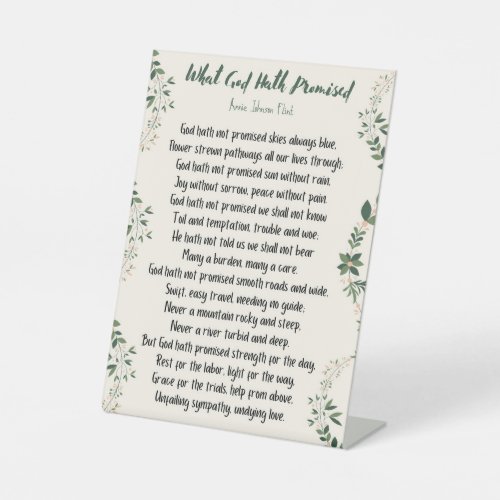 Pedestal Art What God Hath Promised Pedestal Sign