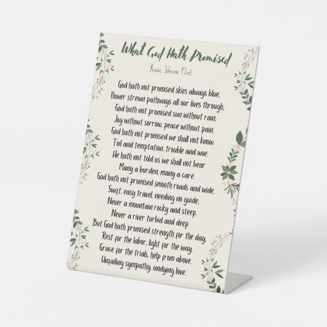 Pedestal Art What God Hath Promised Sign (Front)