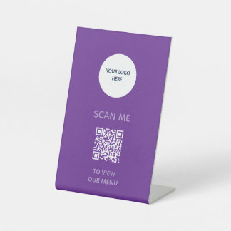 Pedestal Sign – QR Menu Display | purple