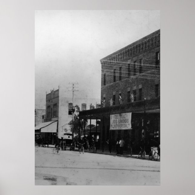 Pedestrians, cyclists, and horse-carriages poster (Front)