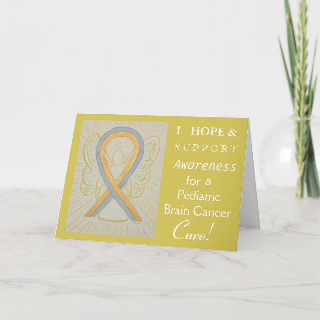 Pediatric Brain Cancer Awareness Ribbon Note Card (Front)