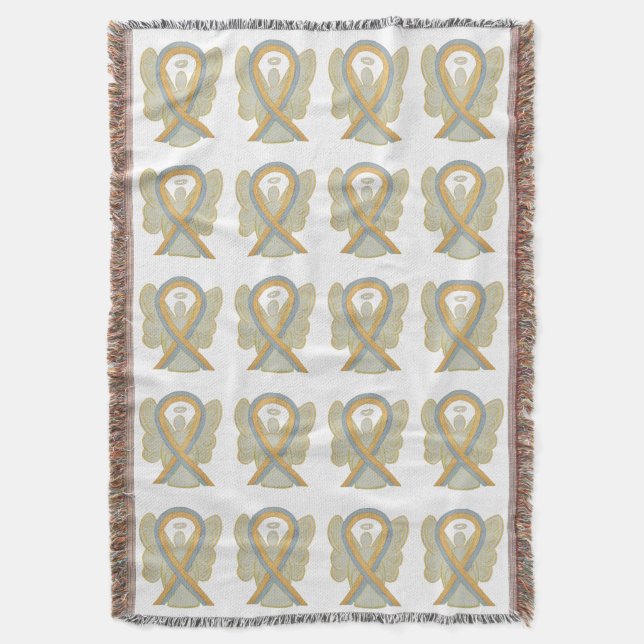 Pediatric Brain Cancer Ribbon Throw Blankets (Front Vertical)