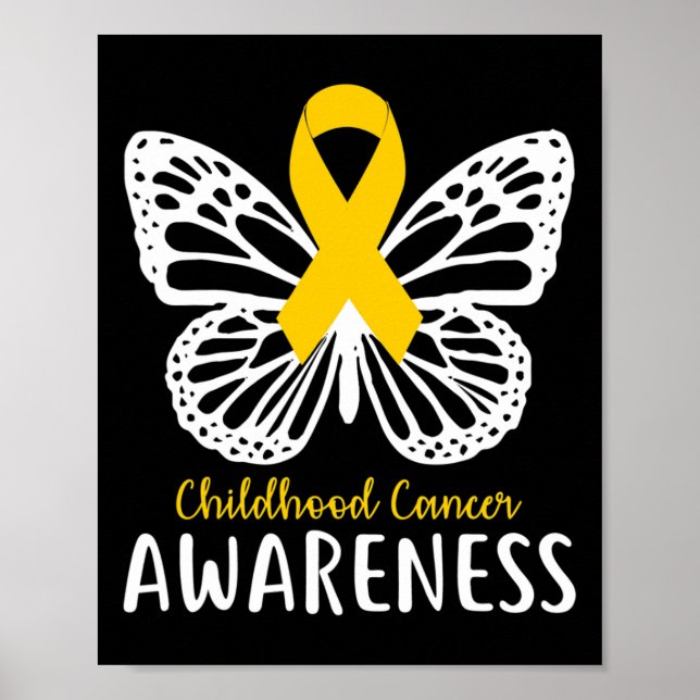 Pediatric Cancer Awareness Childhood Gifts Butterf Poster (Front)