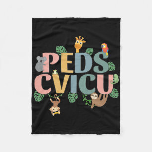 Pediatric Cardiac Icu Nurse Safari Animals Peds Cv Fleece Blanket