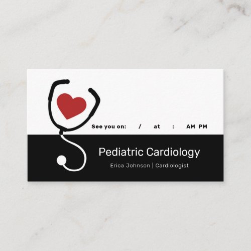 Pediatric Cardiologist Heart With Stethoscope Appointment Card