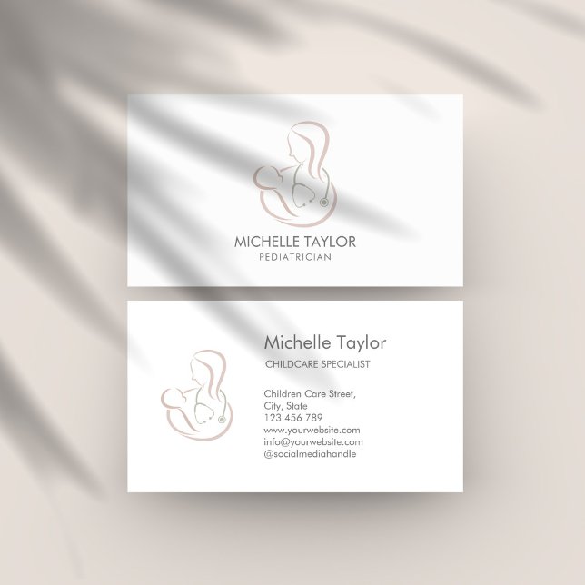 Pediatric Child Care Stethoscope Nurse Baby Doctor Business Card (Creator Uploaded)