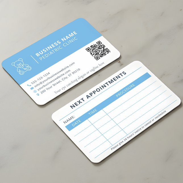Pediatric Clinic Appointment QR Business Card (Creator Uploaded)