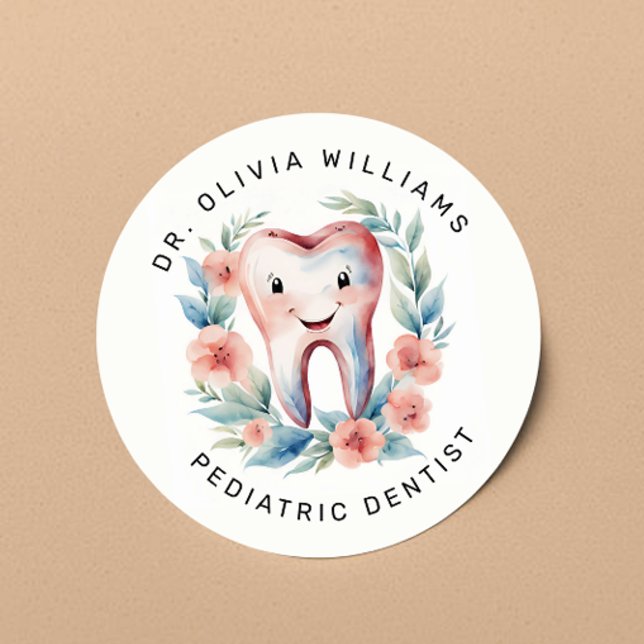 Pediatric Dentist Blush Watercolor  Classic Round Sticker (Creator Uploaded)