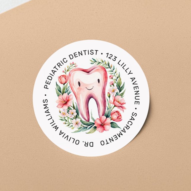 Pediatric Dentist Blush Watercolor  Classic Round Sticker (Creator Uploaded)