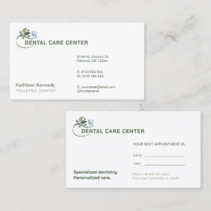 Pediatric Dentist Dental Practice Appointment Card