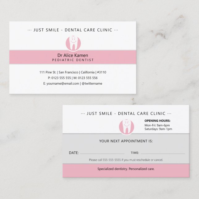 Pediatric Dentist | Dental Practice Business Card (Front/Back)