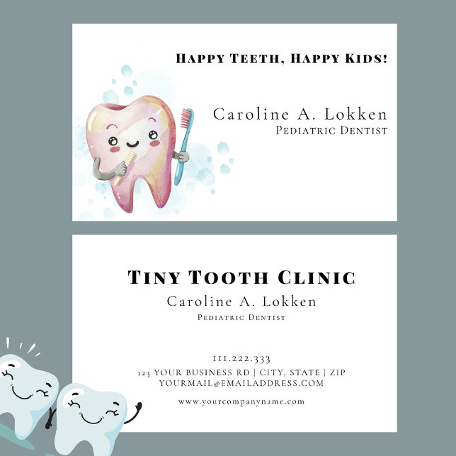Pediatric Dentist Dentistry Kids Tooth Doctor  Business Card (Creator Uploaded)