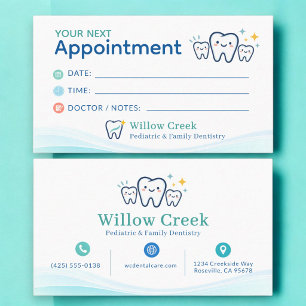 Pediatric Dentist Office Appointment Reminder Card