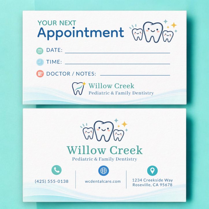 Pediatric Dentist Office Appointment Reminder Card