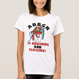 Pediatric Dentist Pirate Theme Brushing Flossing T-Shirt