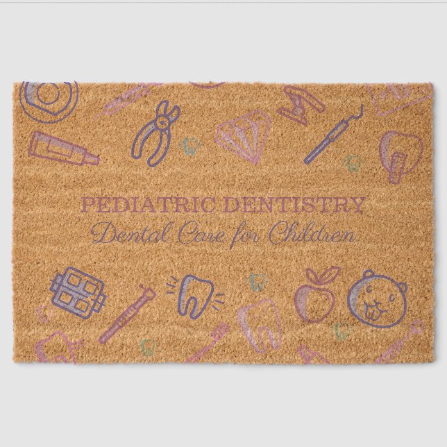 Pediatric Dentistry Dental Care Child Fiber Doormat (Front)