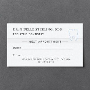 Pediatric Dentistry Dentist Tooth Appointment Card