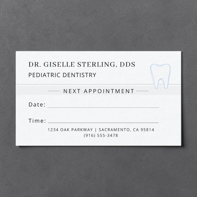 Pediatric Dentistry Dentist Tooth Appointment Card (Creator Uploaded)