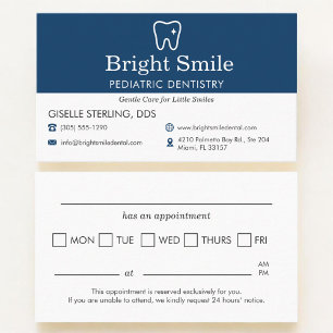 Pediatric Dentistry Office Appointment Reminder   Business Card