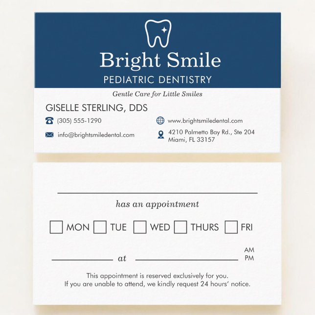 Pediatric Dentistry Office Appointment Reminder   Business Card (Creator Uploaded)
